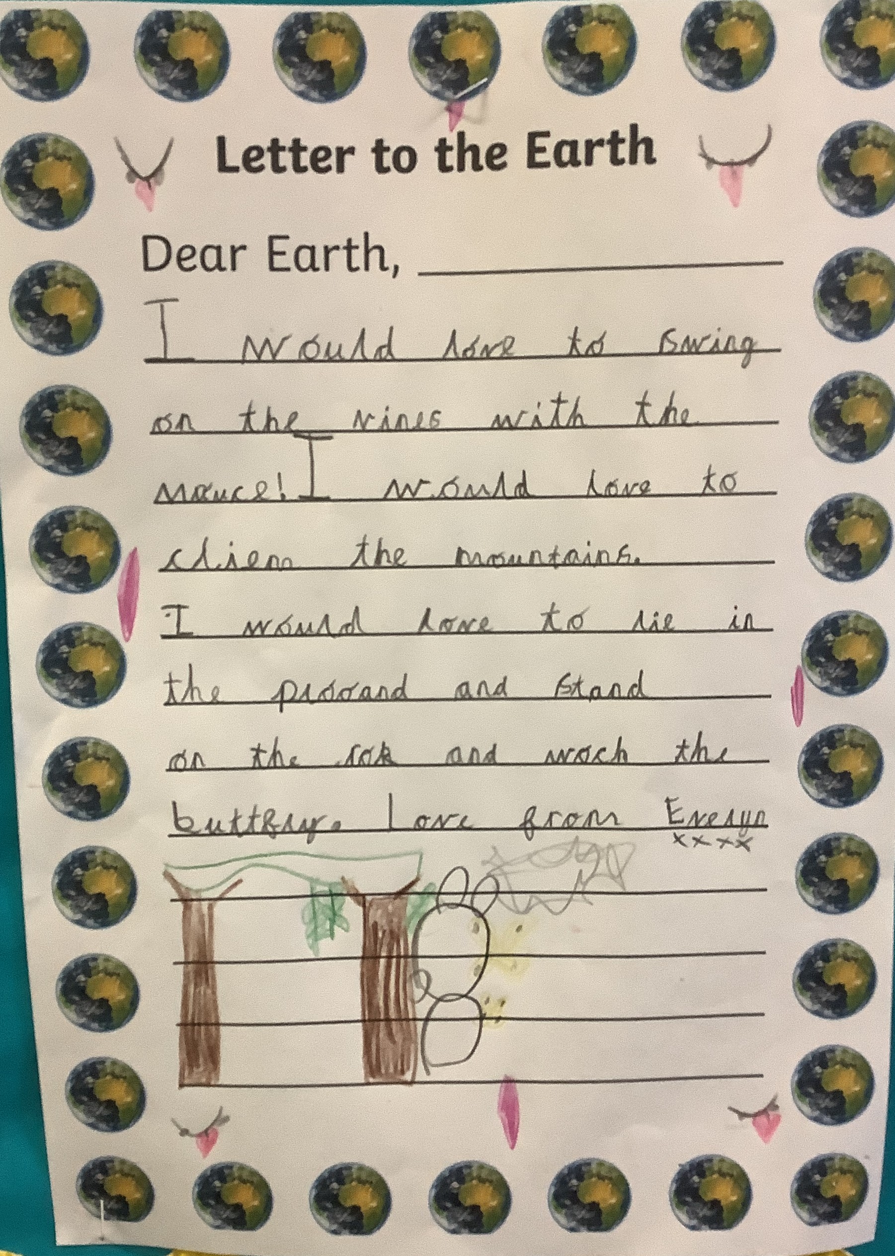 A Year 1 child's letter to the Earth